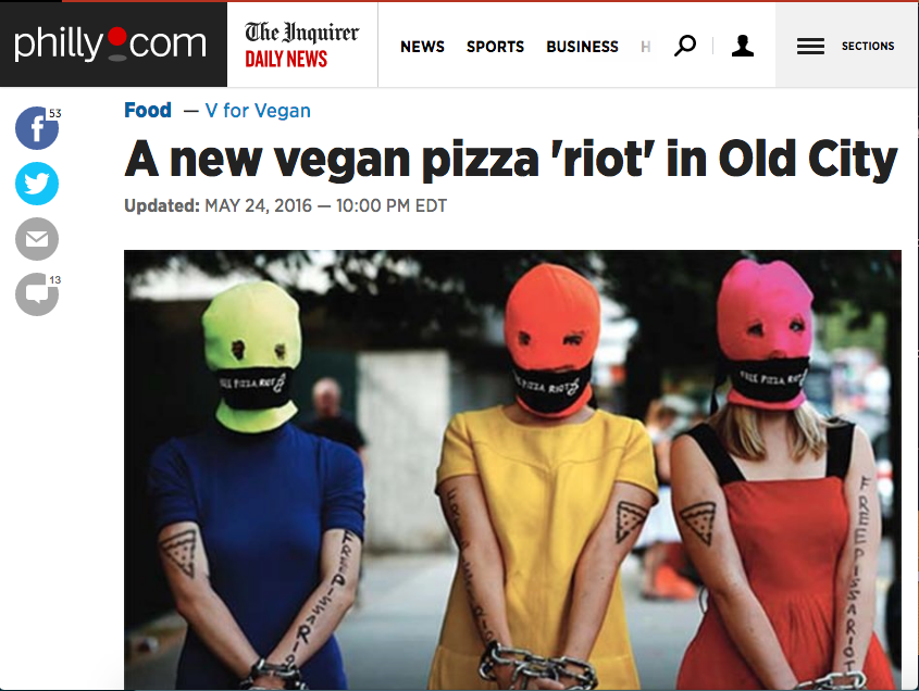 Philly.com Dishes about a Pop-Up Vegan Pizza Riot in Old City