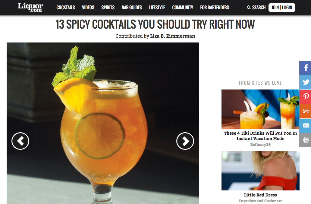Liquor.com says Red Owl Tavern’s Silk Road is a Must Try Spicy Cocktail
